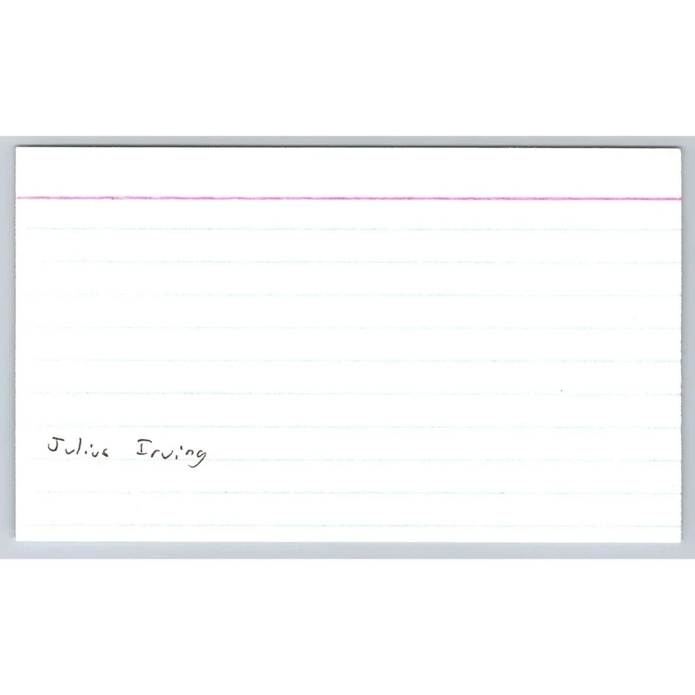 Julius 'Dr J' Irving Hand Signed Index‎ Card - Basketball HOF - SMALL SMUDGE